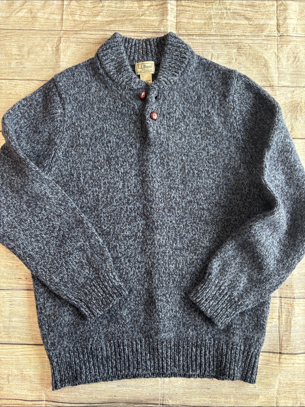 L.L. Bean Button Mockneck Wool Sweater